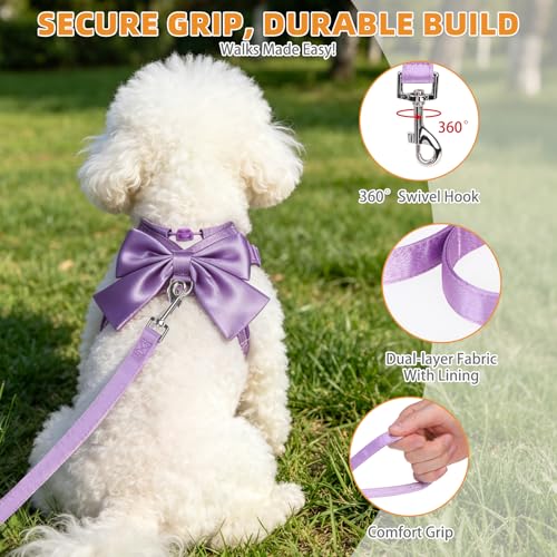 Small Dog Harness and Leash Set (PURPLE / S (Chest Girth: 13.8"-15.7"))