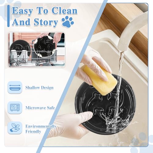 Ceramic Slow Feeder Dog Bowls (Black-M)