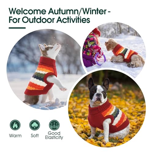 Dog Sweater Christmas Dog Sweaters for Extra Small Dogs Soft Warm Doggie Sweater Colorful Cable Knitted Vest (X-Small (Chest: 11.8''; Weight: 2 - 5LB) / Red)