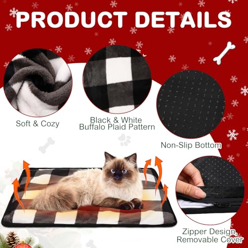 2 Pack Self Warming Cat Bed Self Heating Dog Pad Cat Warming Pad Thermal Pet Mat Washable Reflect Body Heat Removable Cover for Indoor Kittens Puppies (16 x 20 Inch)