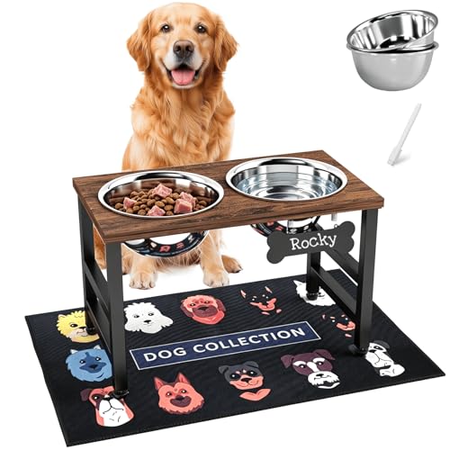10" Tall Elevated Dog Bowls (Brown-L / Height:10inch)