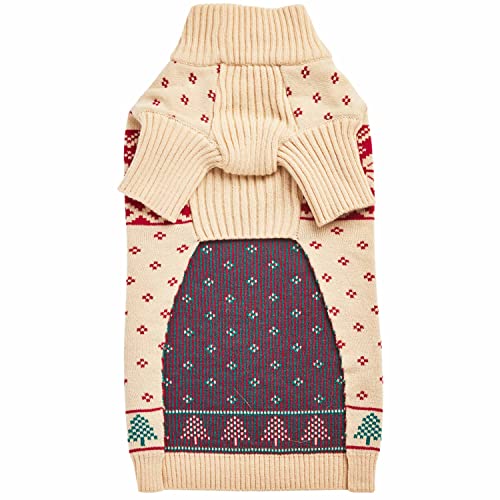 Christmas Tree and Snowflake Dog Sweater in Light Beige (22 inch (Pack of 1) / Tree - Light Beige)