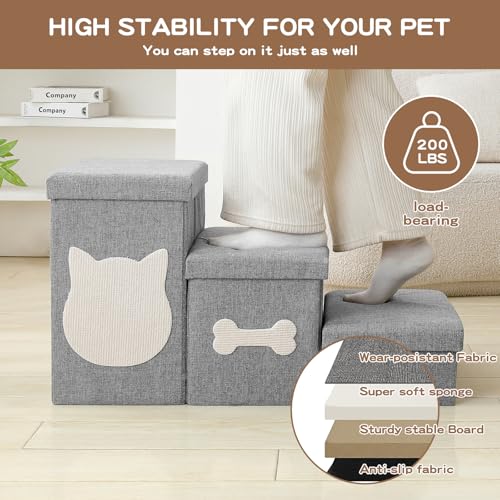 Dog Steps for High Bed (Grey / 3-Step)