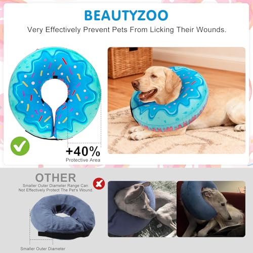 Dog Cone Collar Alternative After Surgery (Blue Donut / L(Neck:16"-18"))