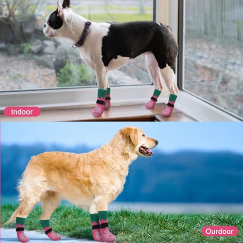 6PCS Anti Slip Dog Socks to Prevent Licking Paws (Large (6 Count) / Strawberry)