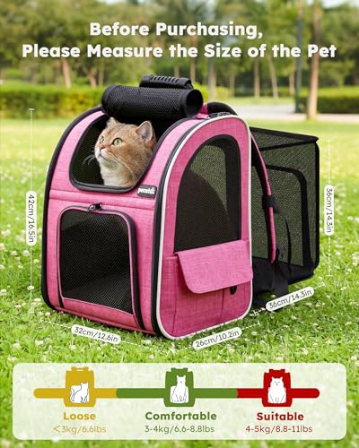 Cat Backpack Extendable (Pink / 12.6"L x 10.2"W x 16.5"H)