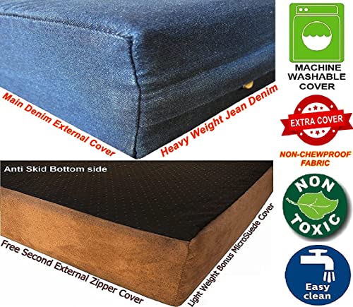 Extra Large Orthopedic Memory Foam Dog Bed for Large Dogs with Durable Waterproof Internal Case (47.0"L x 29.0"W x 4.0"Th / Navy Blue)