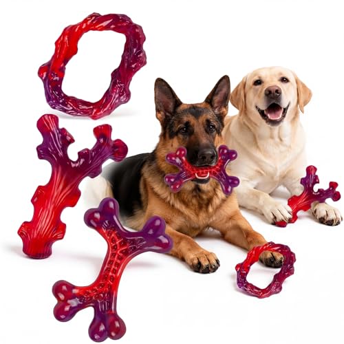6 Pack Indestructible Dog Toys for Large Breed (Red-6-Pack)