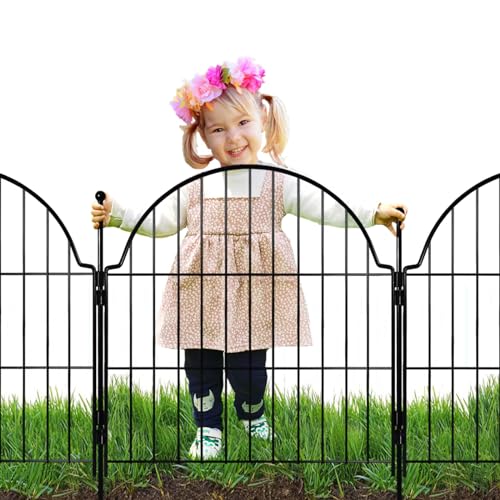 6 Panels No Dig Decorative Garden Fence for Yard (Black / 24 in(H))