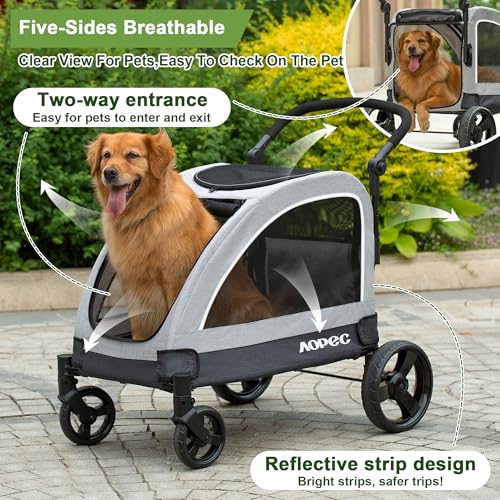 Dog Stroller for Large & Medium Dogs (Grey)