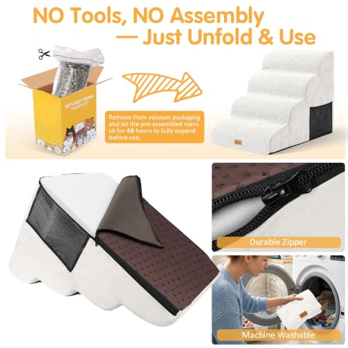 High Density Foam Dog Steps 4 Tiers (White / 28.5*15.7*20.5)