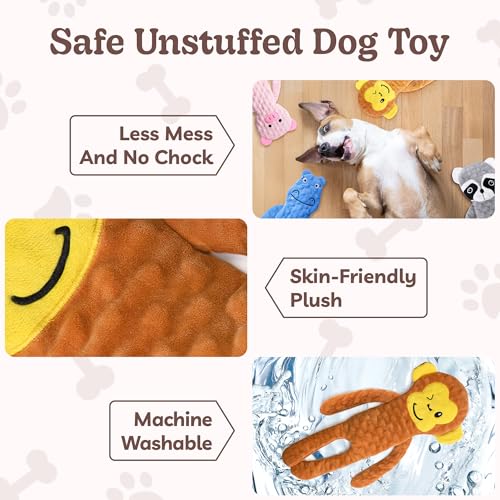 No Stuffing Dog Toys Squeaky for Large Dogs (For Small Breed / 1 Pack - Monkey)