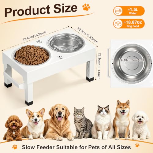Elevated Dog Bowls Stand Large Breed (White)