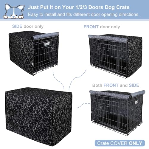 Pattern Dog Crate Cover (Black and White / 48.0"L x 30.0"W x 33.0"H)