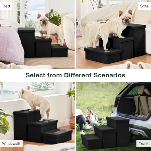 Dog Stairs for High Bed (Black / 29.5" X 17" X 17.7" H)
