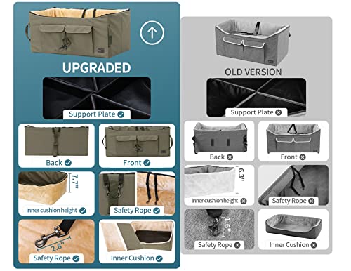 Dog Booster Seat For 2 Small Dogs or Medium Dog up to 45 lb (Large / Dark Brown)