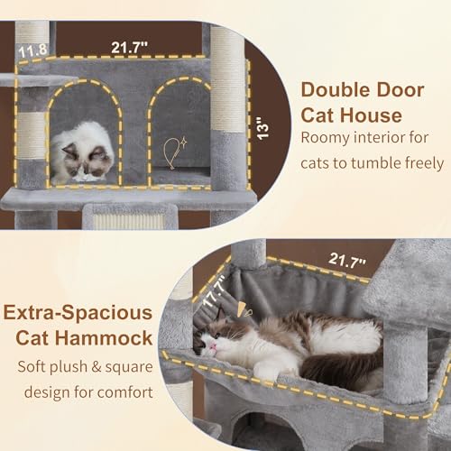 Tall Cat Tree for Large Cat (Light Gray / 80 inch)
