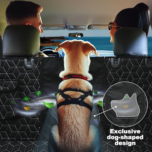 Dog Car Seat Cover for Back Seat (Large-56.5" / Hammock-Black)