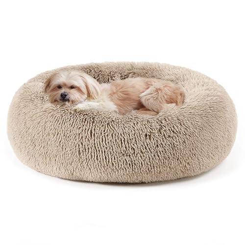 Western Home Calming Donut Cat Bed Small Dog Bed Washable (Brown / 20.0"l x 20.0"w x 6.0"th)