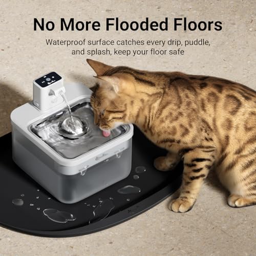 Cat Food Mat Silicone Waterproof Feeding Mat (18"L x 12.5"W / Black)