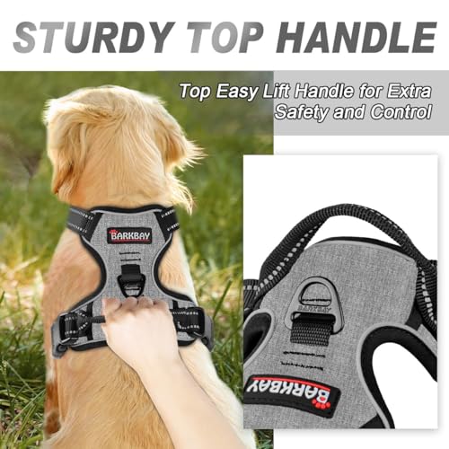 No Pull Dog Harness Front Clip Heavy Duty Reflective Easy Control Handle for Large Dog Walking (Large(Chest:24.5-32.5") / Flint Gray)