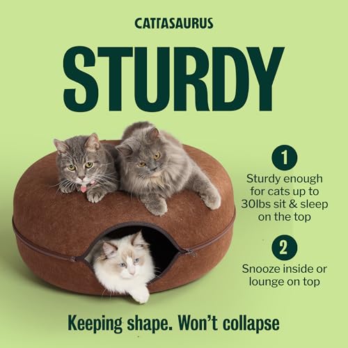 Peekaboo Cat Cave Donut for Multiple & Large Cats up to 30 (Brown / Large)