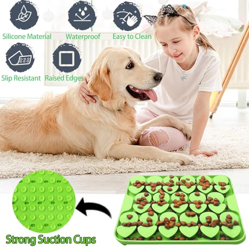 Small Silicone Snuffle Mat for Small Dog Puppy Cat Slow Down Eating (Green-S (8.1x7.5in))