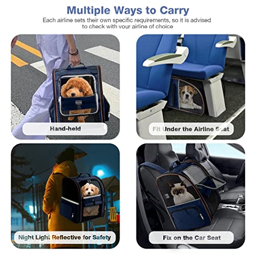 Extra Large Cat Backpack Carrier Expandable Pet Carrier Backpack for Small Dogs Medium Cats Fit Up to 18 Lbs (Blue)