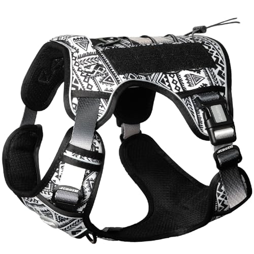 Tactical Dog Harness Medium Sized Dog No Pull Adjustable Dog Vest (Tribal Patterns-Black / M(Neck:16-22",Chest:22-33"),35-50 lbs)
