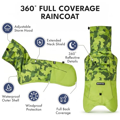 Dog Raincoat Waterproof Rain Jacket w (Camo Lime / X-Large)