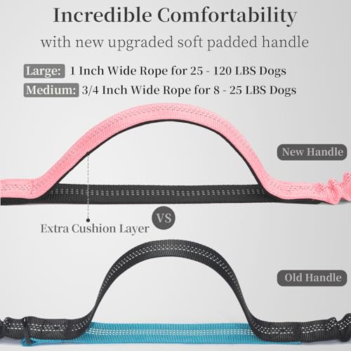 Hands Free Dog Leash with Zipper Pouch (Baby Pink / Large)