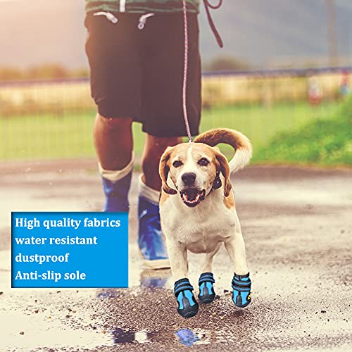 Dog Boots for Dogs Non (Size 3: （2.5''x1.9'')(L*W) for 23-33 lbs / Blue)