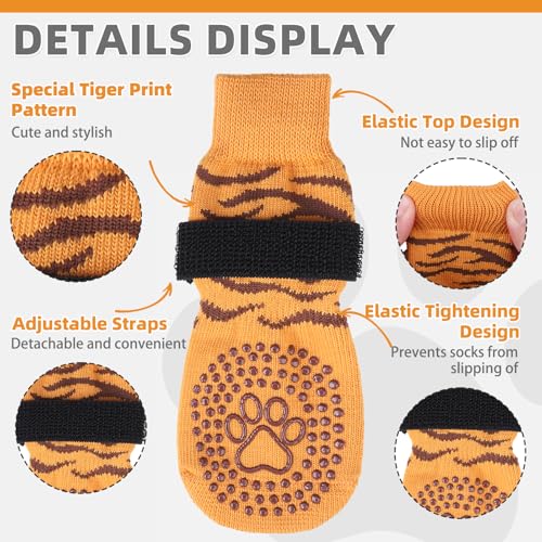 Dog Socks for Hot (Tiger Brown / Medium (4 Pack))