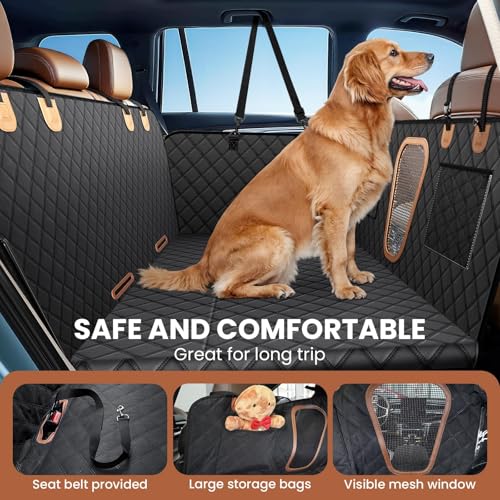 600D Heavy Duty Dog Car Seat Cover for Back Seat (Black)