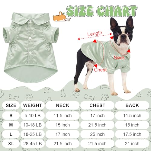 Dog Silk Pajamas Shirt Puppy Satin Pjs for Small Dog (M / Sage Green)