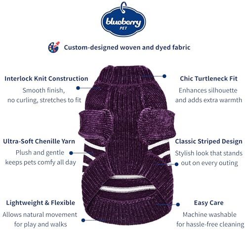 Cozy Soft Chenille Classy Striped Dog Sweater in Dark Plum (18 inch / Dark Plum)