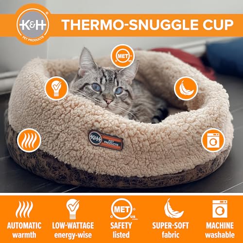 K&H Heated Cat Bed (Chocolate / 14 X 18 Inches / Cup Bomber)