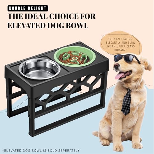Slow Feeder Dog Bowls for Medium Breeds Fits Raised Feeding Station (Slow Feeder Green / 1.5 Cup - Fit 6.4-6.7'' Feeder Holes)