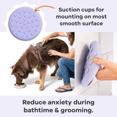 Lick Dish Silicone Dog & Cat Lick Mat Slow Feeder Dish (Periwinkle / Large)