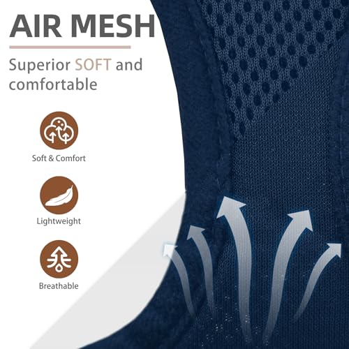 Dog Harness Collar and Leash Set No Pull for Small Medium Sized (Solid NavyBlue / S (CHEST 14.5"-16"))