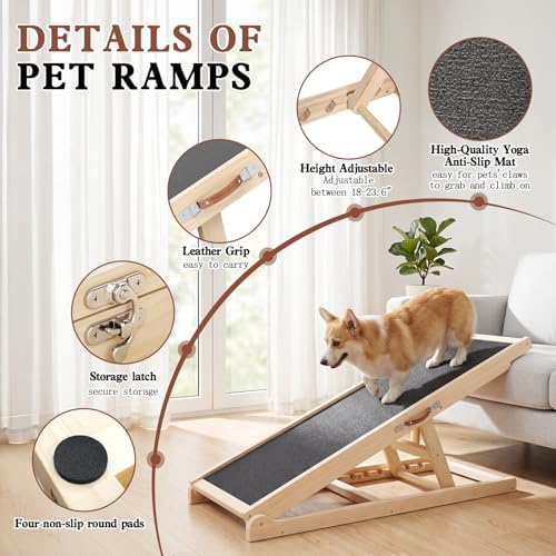 Dog Ramp for Bed Couch Car (39.4"L x 14.5"W x 3.3"H)