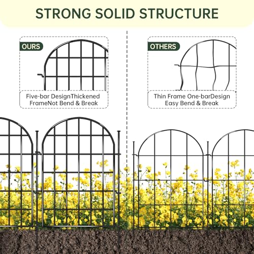 32.5 ft(L) x 22 in(H) Garden Fence, 30 Panels Arched No Dig Fence, Decorative Animal Barrier Fencing with Ground Stake, Rustproof Metal Garden Edging Border for Dog, Rabbit, Outdoor Yard Patio Decor (Black / 30 Panels, 32.5ft(L) x 17in(H))