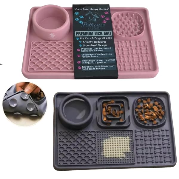 Silicone Dog & Cat Lick Mat with Strong Suction Cups (Pink)