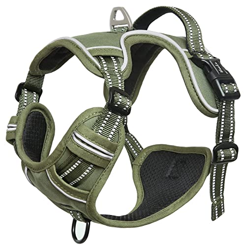 Dog Harness Dog Harness for Small Medium Large Dogs No Pull Adjustable Padded Reflective Harness with Handle for Walking Training (XS / Green)