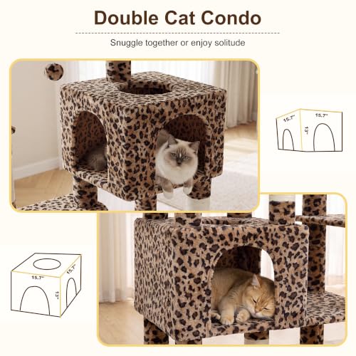 Cat Tree, 76-Inch Tall Heavy Duty Cat Tower for Big Cats HCT039BW (Leopard Print / 76.8 inch)