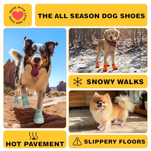 Dog Boots Waterproof Dog Shoes for Medium Large Dogs (Khaki / Width 1.77 in)