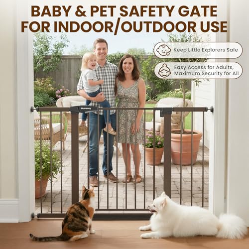29.7 48" Baby Gate for Stairs (Brown / 29.7-48"W x 28"H)
