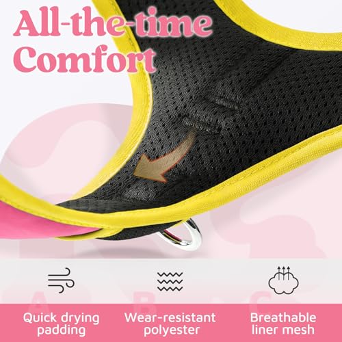 Dog Harness for Large (Pink & Yellow / X-Large)