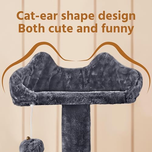 62in Cat Tree with 2 Condos Sisal Scratching Post Sturdy Tower (Dark Gray / 62in)