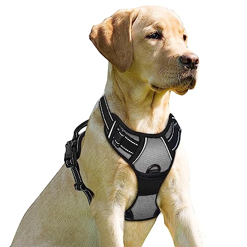 Dog Harness No Pull for Large Dogs Front Back Clips (Large(Chest:24.5-32.5") / Dark Grey)